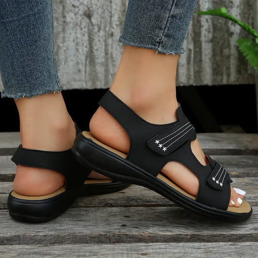 Women's Breathable Velcro Wedge Sandals - Casual Style